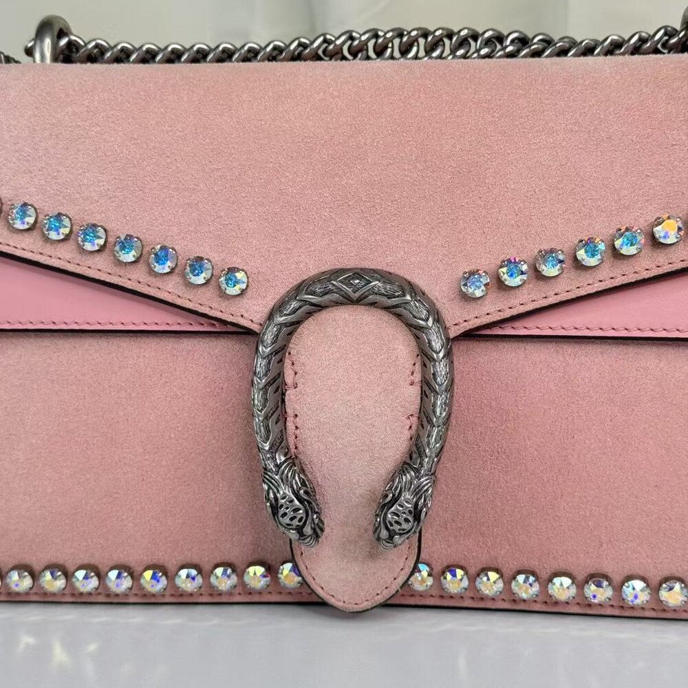 Gucci Pink Velvet Medium Dionysus Shoulder Bag with Crystal Embellishments - Picture 2 of 9
